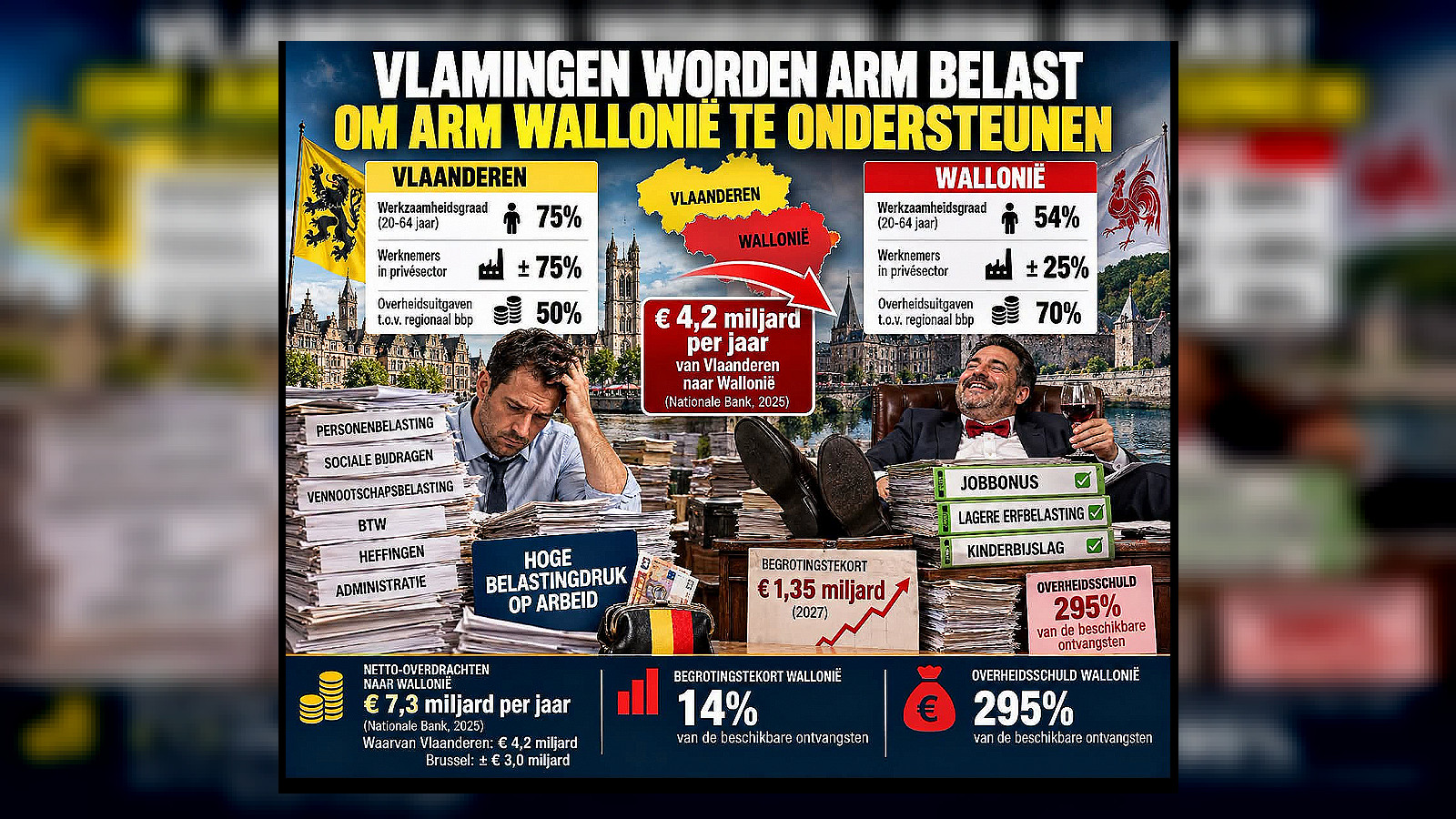 Vlamingen betalen de rekening voor het financiële mismanagement in Wallonië