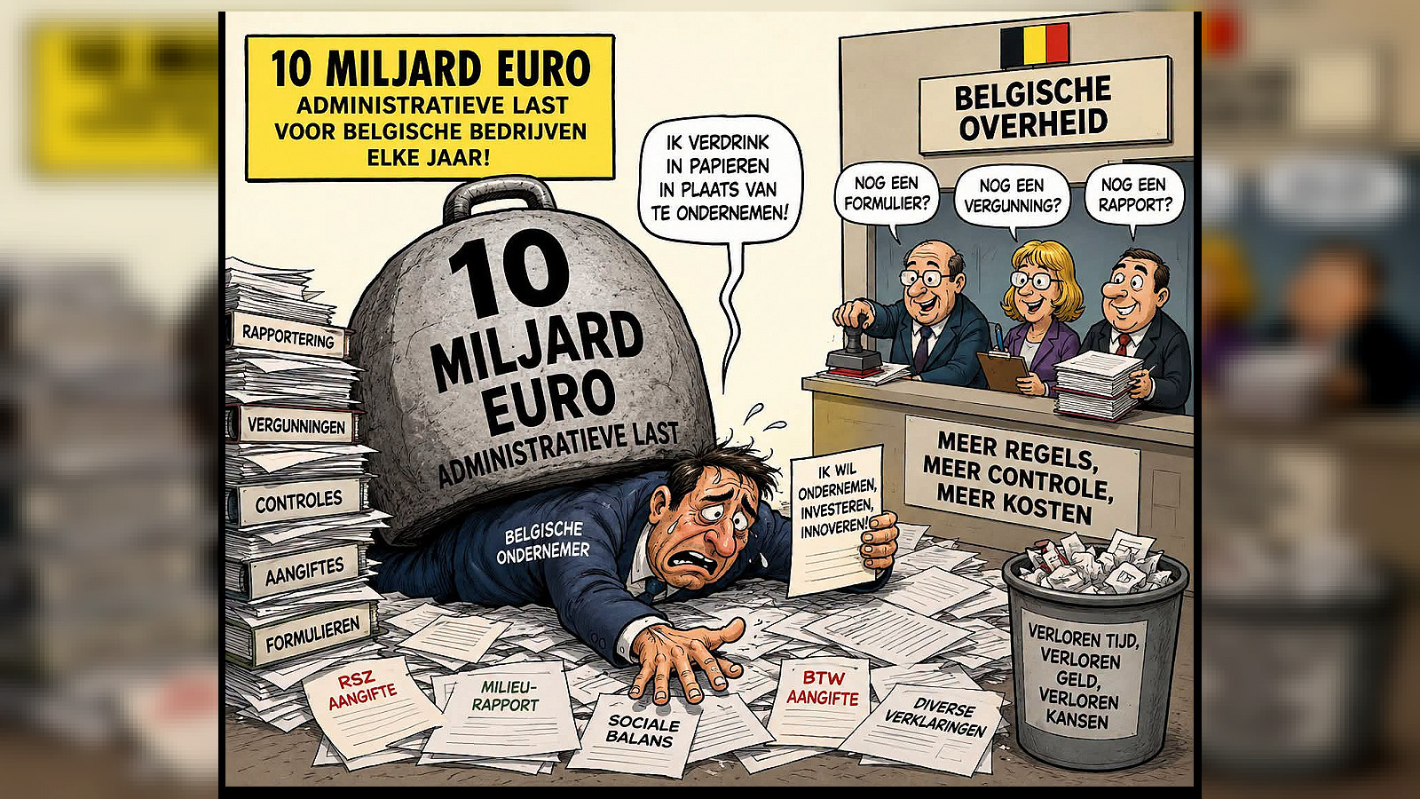 België verliest jaarlijks bijna 10 miljard euro aan administratieve regeldruk